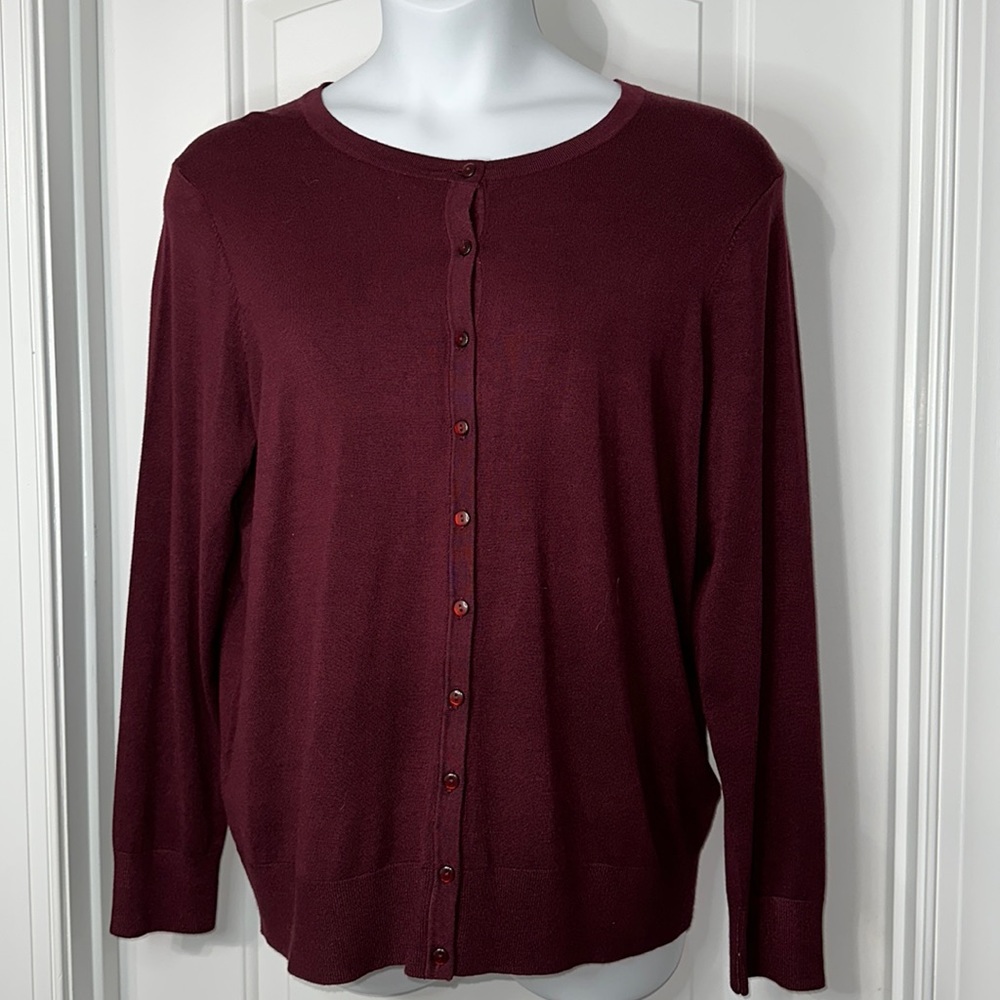 Charter Club Button Burgundy Cardigan Sweater  NWT